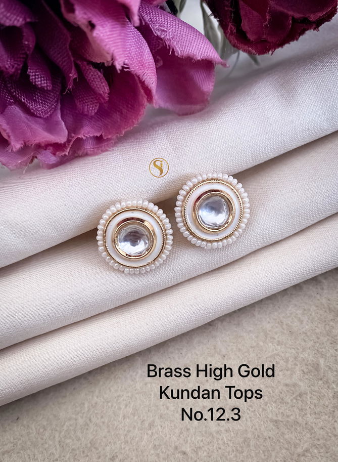 Brass High Gold Small Designer Kundan Tops 2 Wholesale Price
